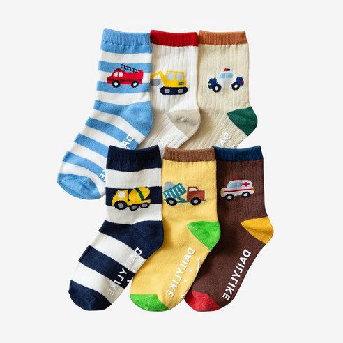 Alternative view of Dailylike Kids Socks 6 Pairs Set - Construction Vehicle Rescue Team