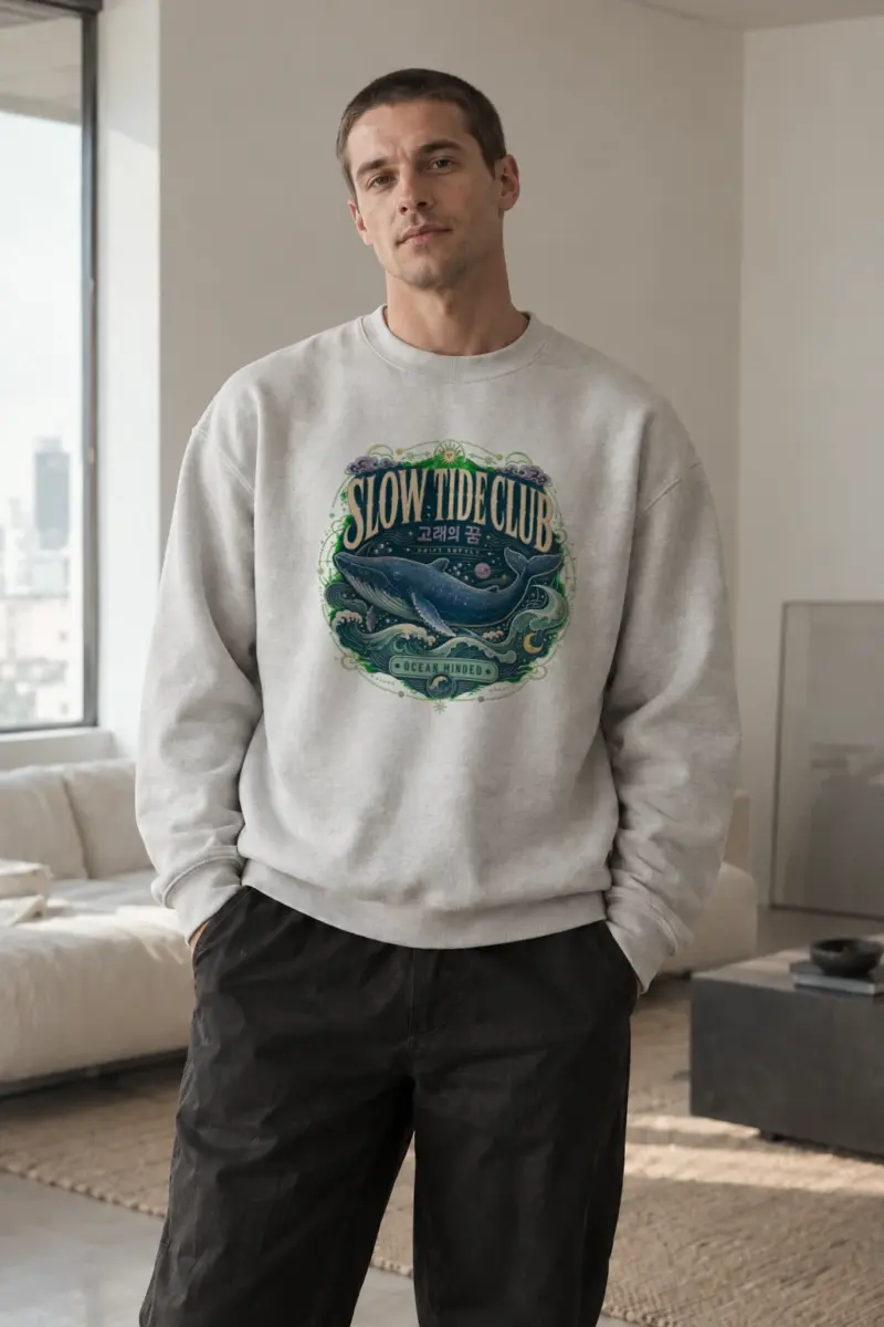 “Slow Tide Club” Heavy Blend Unisex Crewneck Sweatshirt | Gildan 18000
