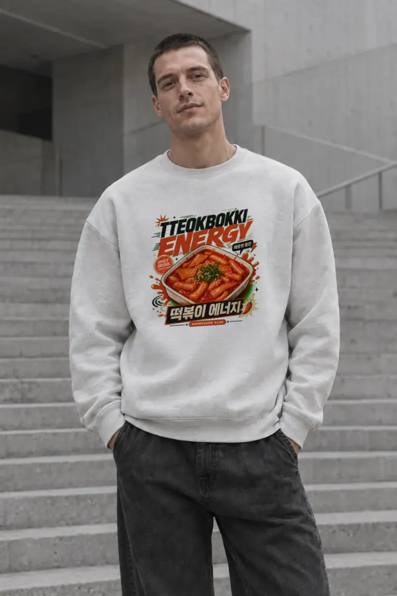 “Tteokbokki Energy” Heavy Blend Unisex Crewneck Sweatshirt | Gildan 18000
