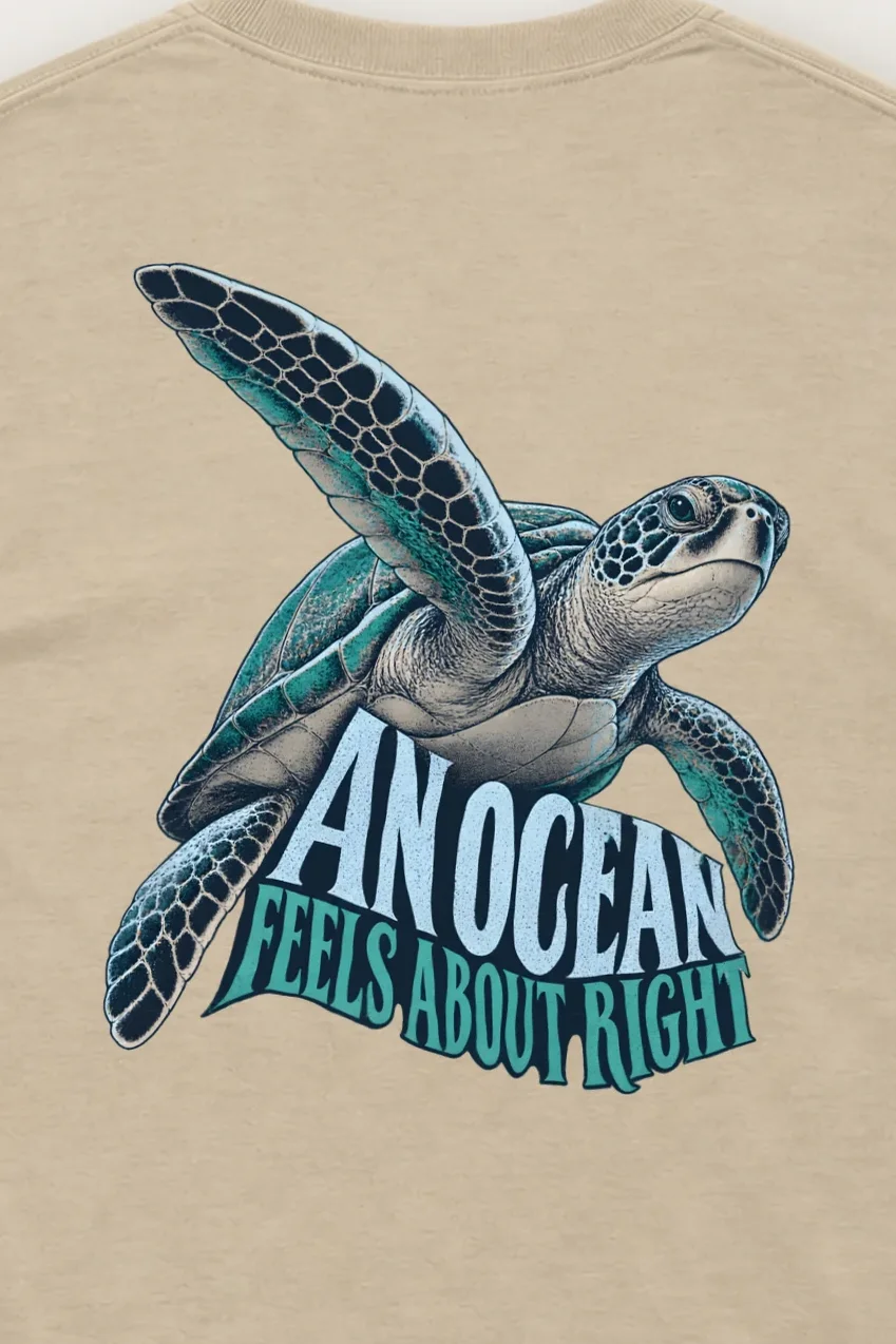 "An Ocean Feels About Right" Unisex Longsleeve T-shirt - the graphic up close