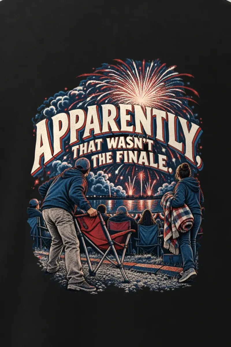"Apparently, That Wasn’t the Finale" Men’s Oversized Heavyweight Crewneck T-Shirt - the graphic up close