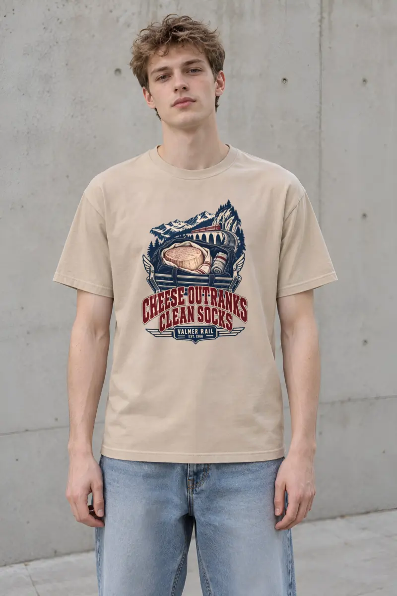 "Cheese Outranks Clean Socks" Heavyweight Unisex Crewneck T-shirt
