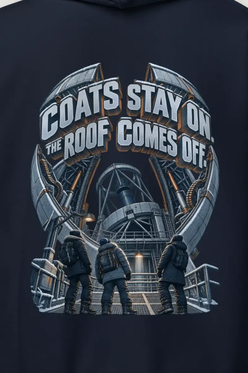 "Coats Stay On" Heavy Blend Unisex Pullover Hoodie - the graphic up close