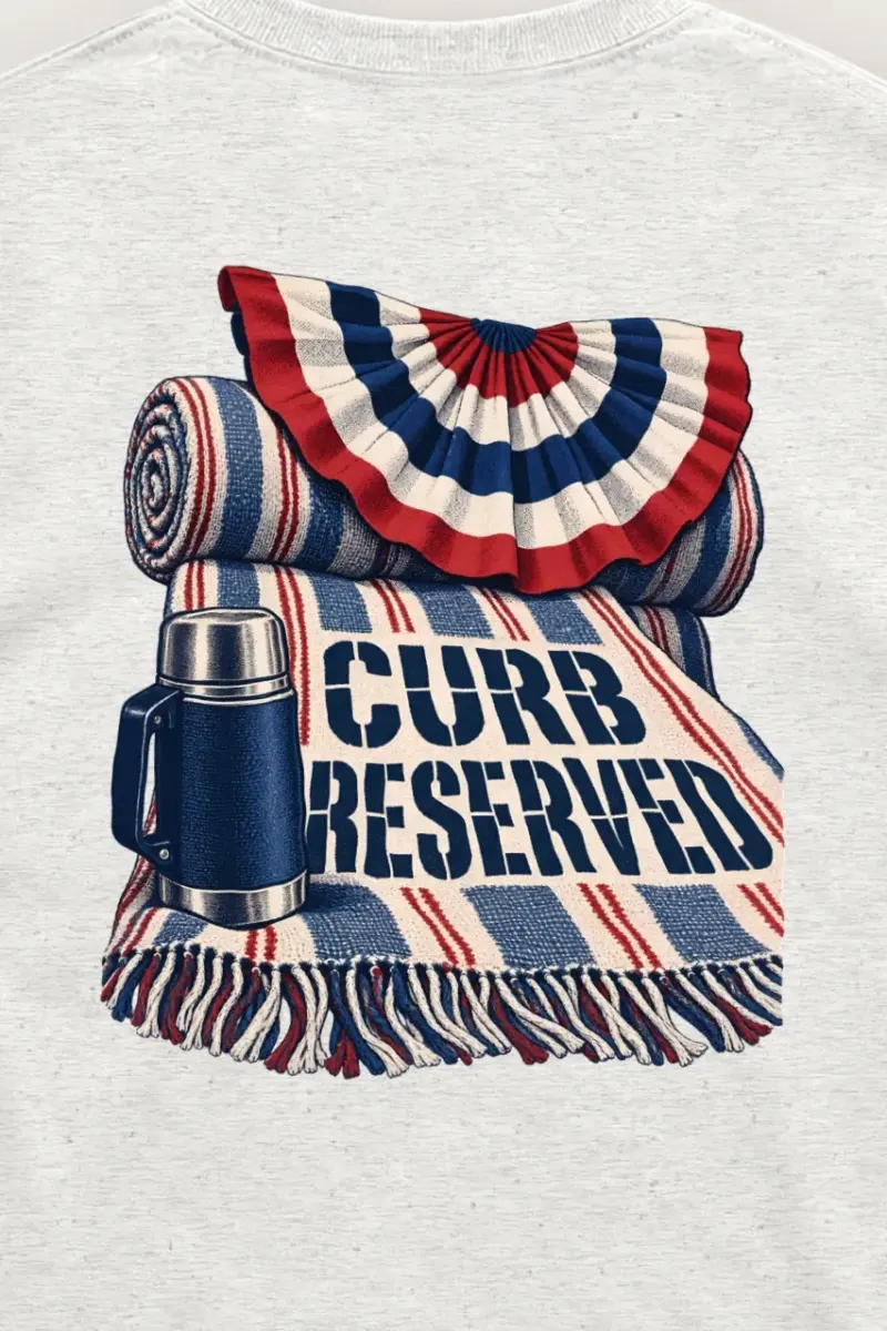 "Curb Reserved" Unisex Longsleeve T-shirt - the graphic up close