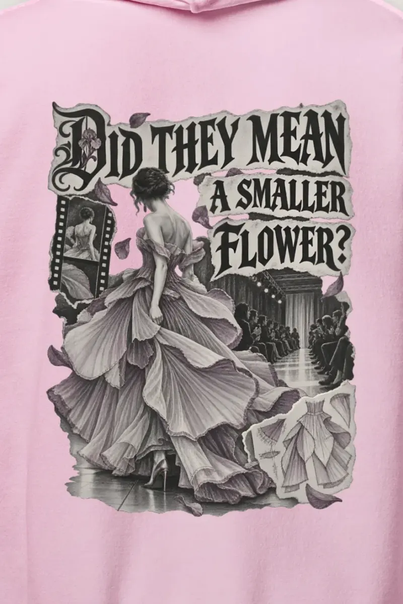 "Did They Mean a Smaller Flower?" Heavy Blend Unisex Pullover Hoodie - the graphic up close