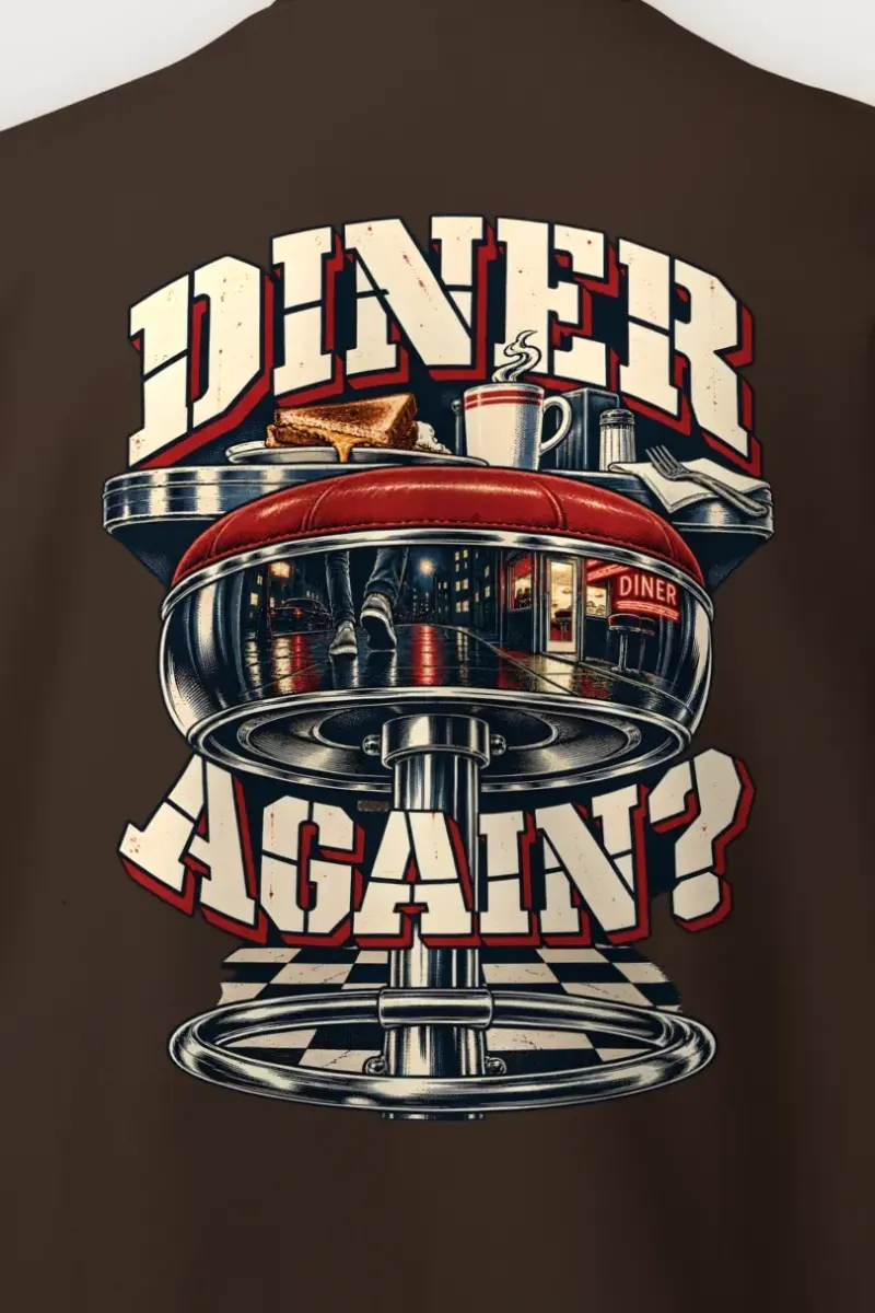 "Diner Again? Counter Stool" Heavy Blend Unisex Crewneck Sweatshirt - the graphic up close