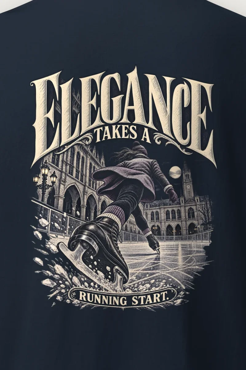 "Elegance Takes a Running Start" Heavyweight Unisex Crewneck T-shirt - the graphic up close