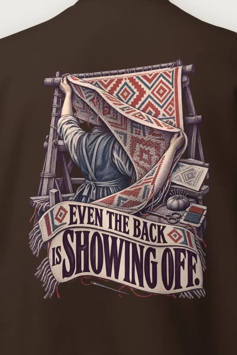 "Even the Back Is Showing Off" Heavy Blend Unisex Crewneck Sweatshirt - the graphic up close
