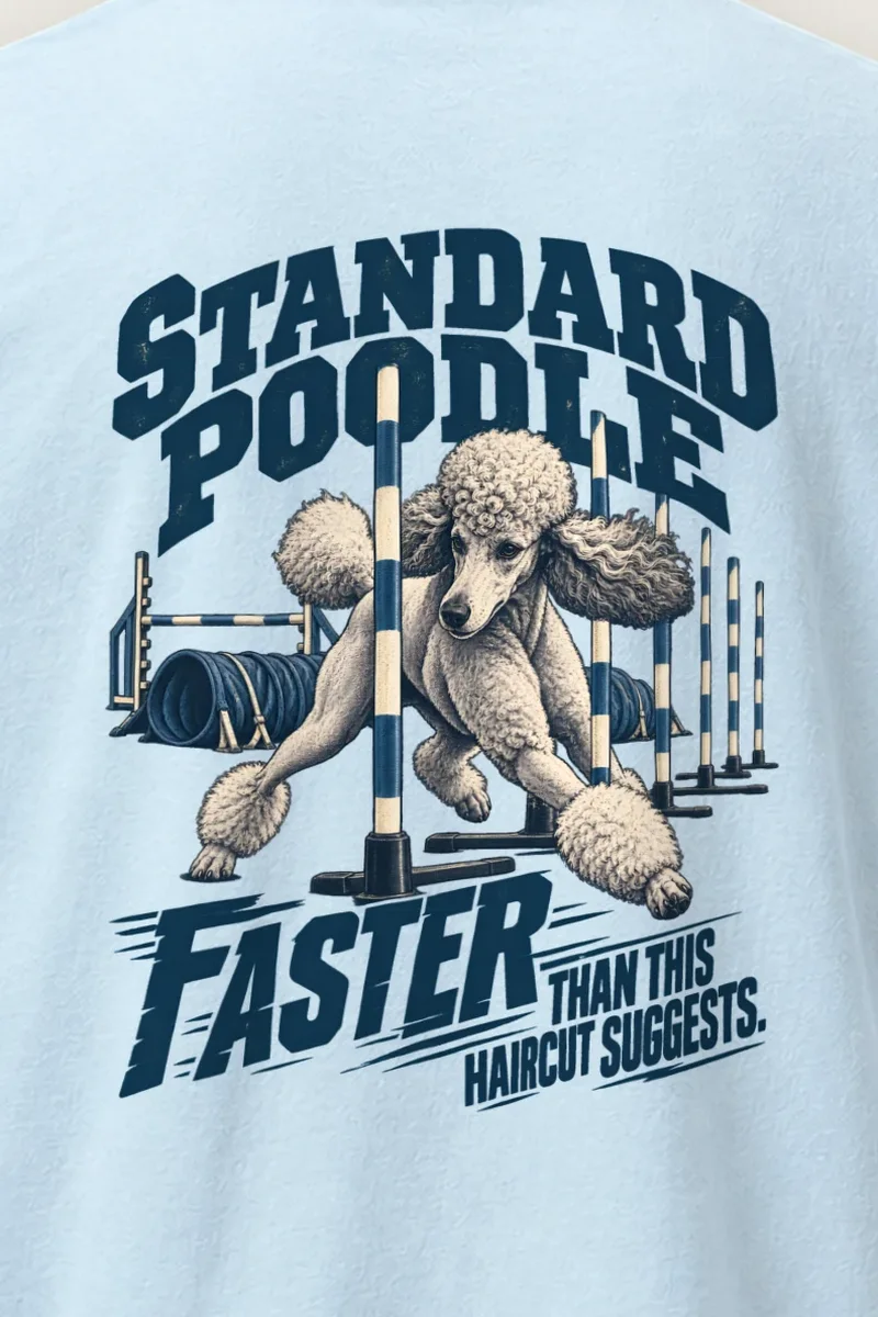 "Faster Than This Haircut Suggests" Heavyweight Unisex Crewneck T-shirt - the graphic up close