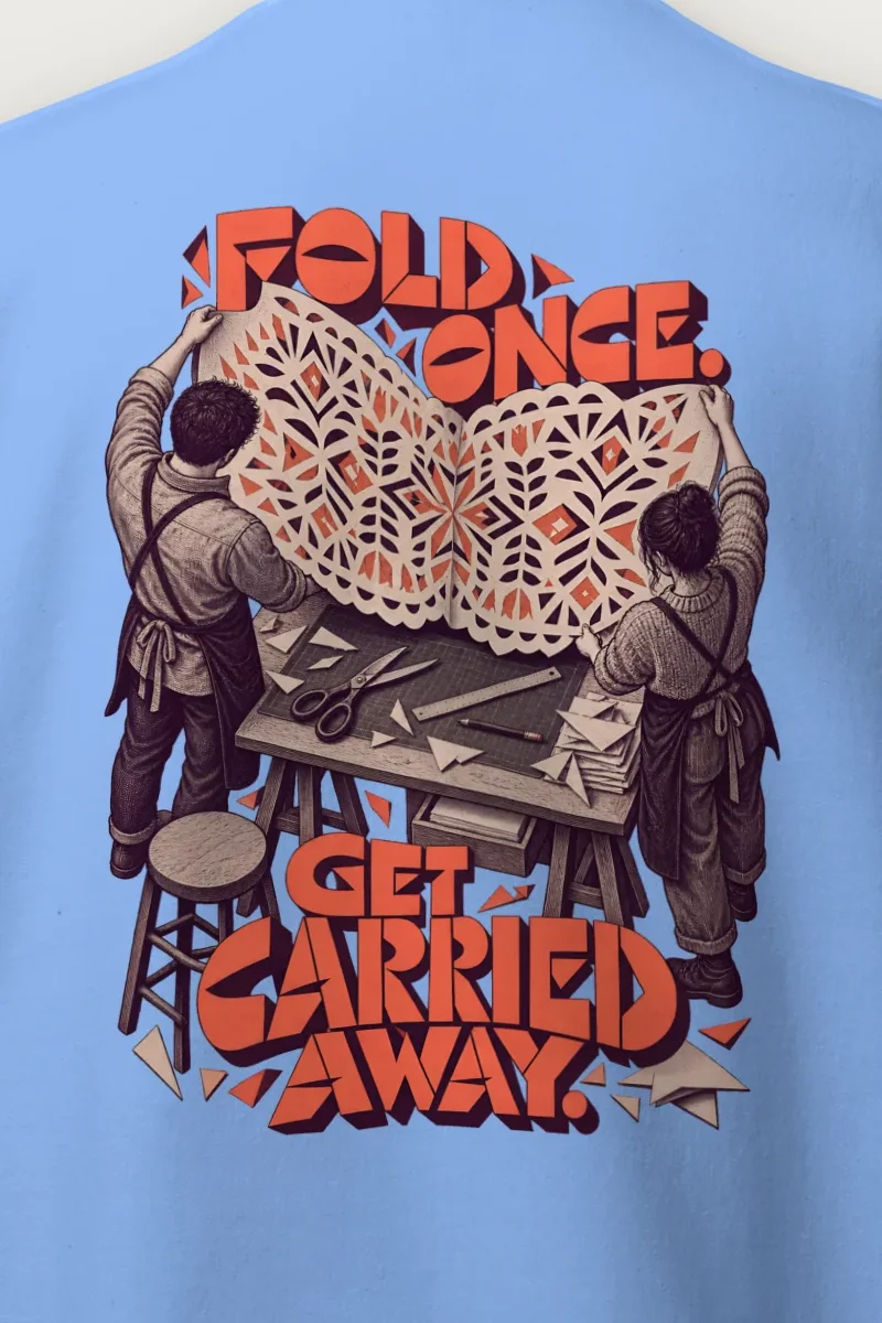 "Fold Once Get Carried Away" Heavy Blend Unisex Crewneck Sweatshirt - the graphic up close