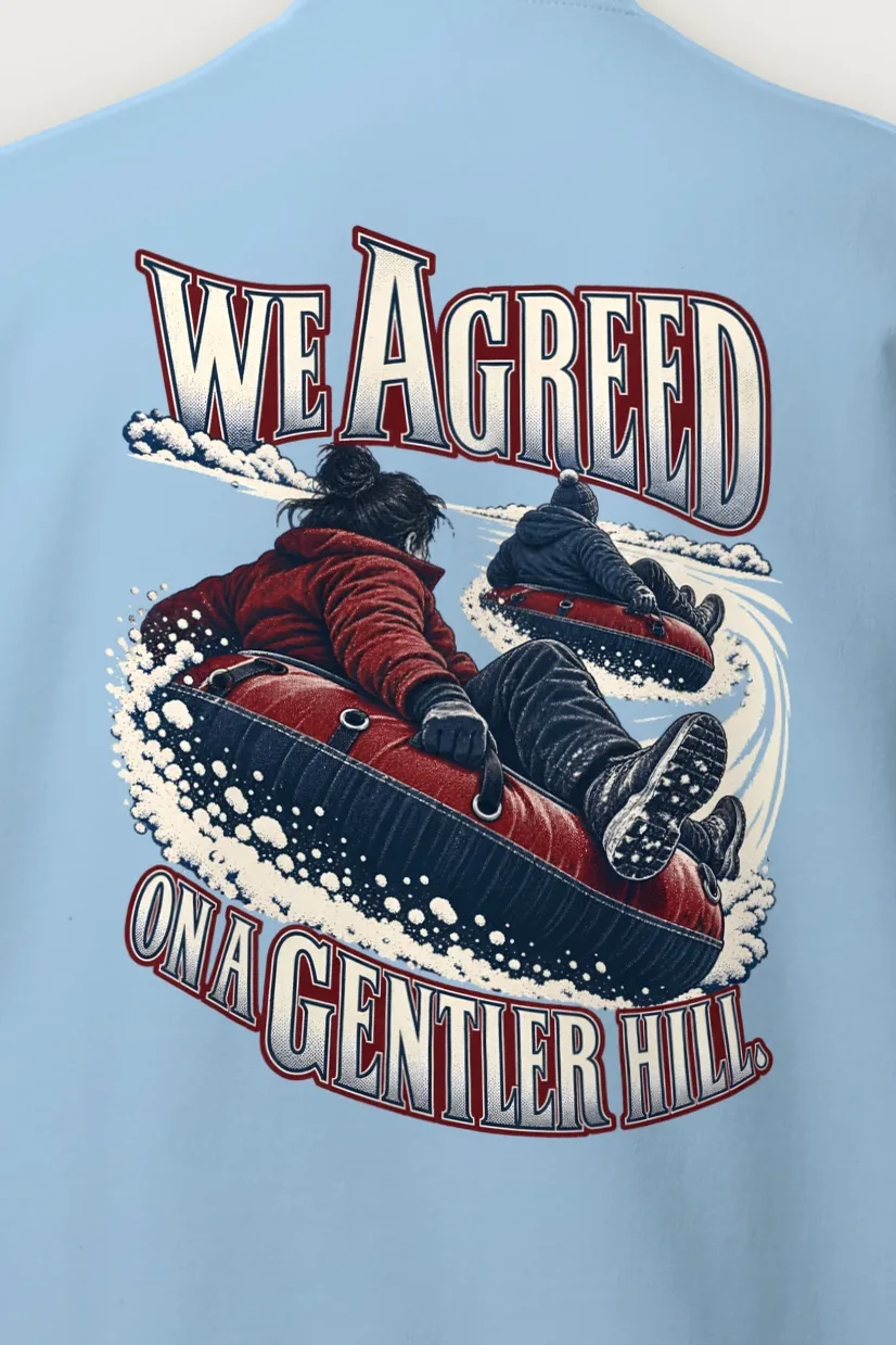 "Gentler Hill Snow Tubing" Heavy Blend Unisex Crewneck Sweatshirt - the graphic up close