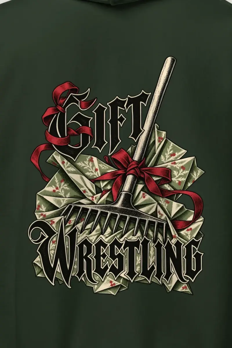 "Gift Wrestling" Heavy Blend Unisex Pullover Hoodie - the graphic up close