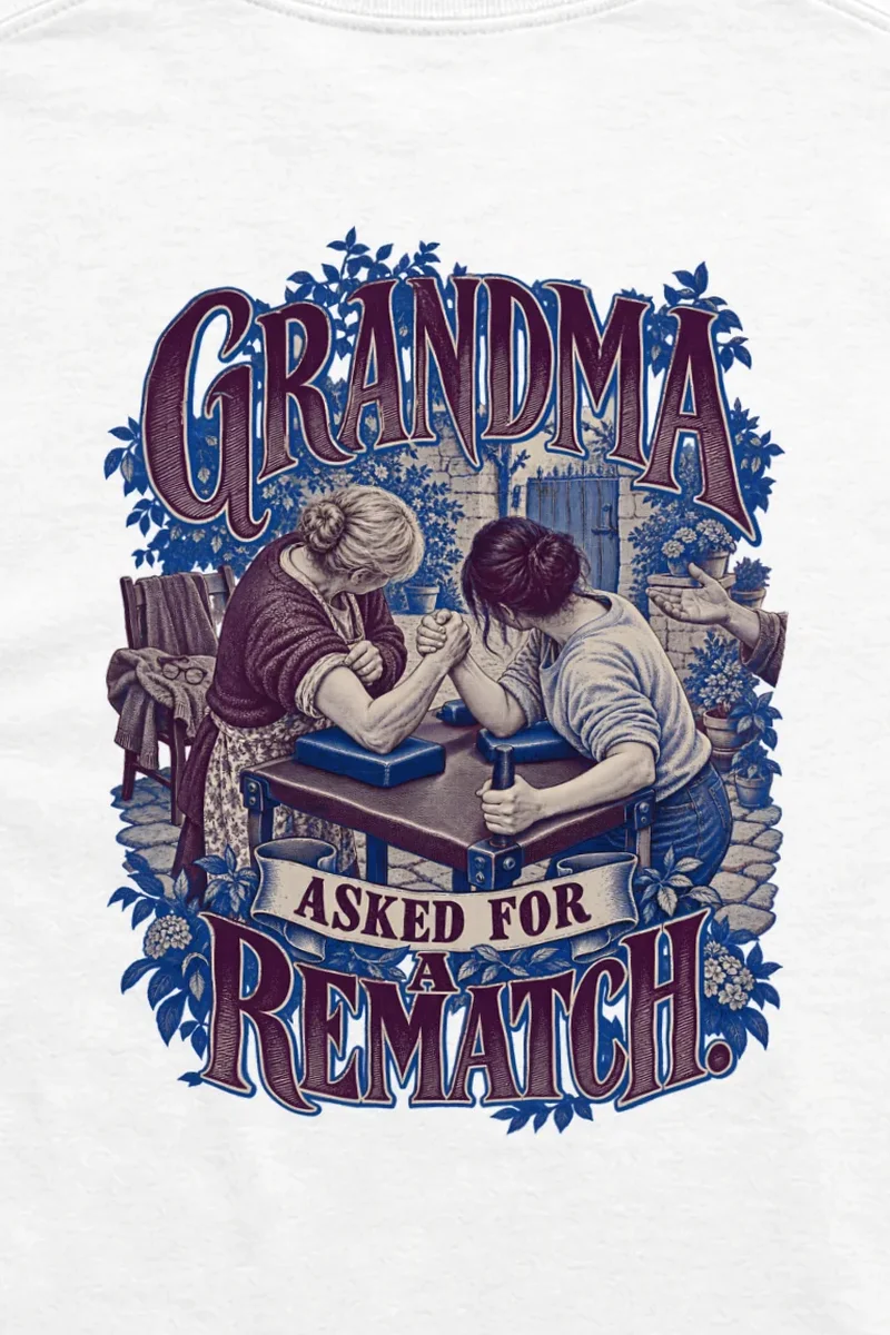"Grandma Asked for a Rematch" Unisex Longsleeve T-shirt - the graphic up close