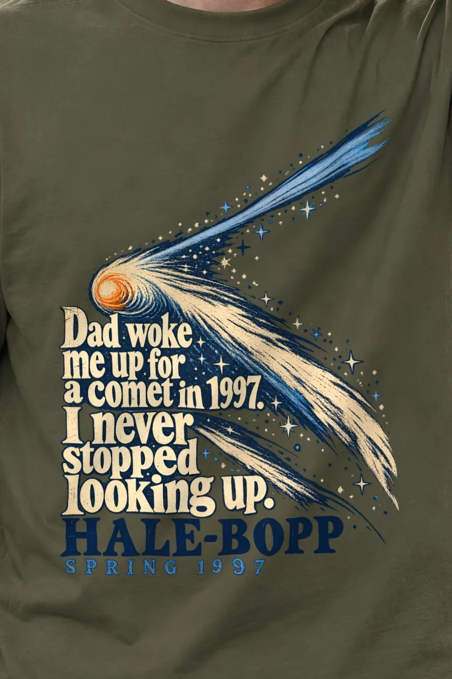 "Hale-Bopp Spring 1997" Unisex Longsleeve T-shirt - the graphic up close