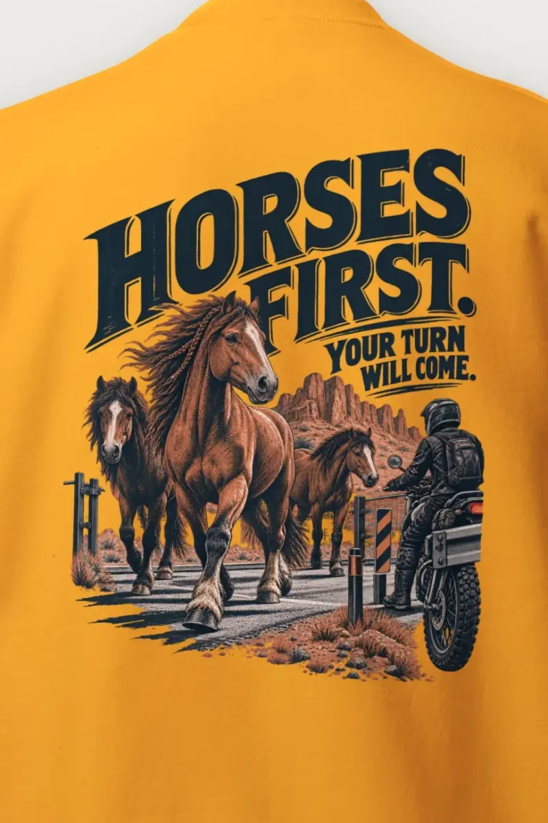 "Horses First" Heavy Blend Unisex Crewneck Sweatshirt - the graphic up close