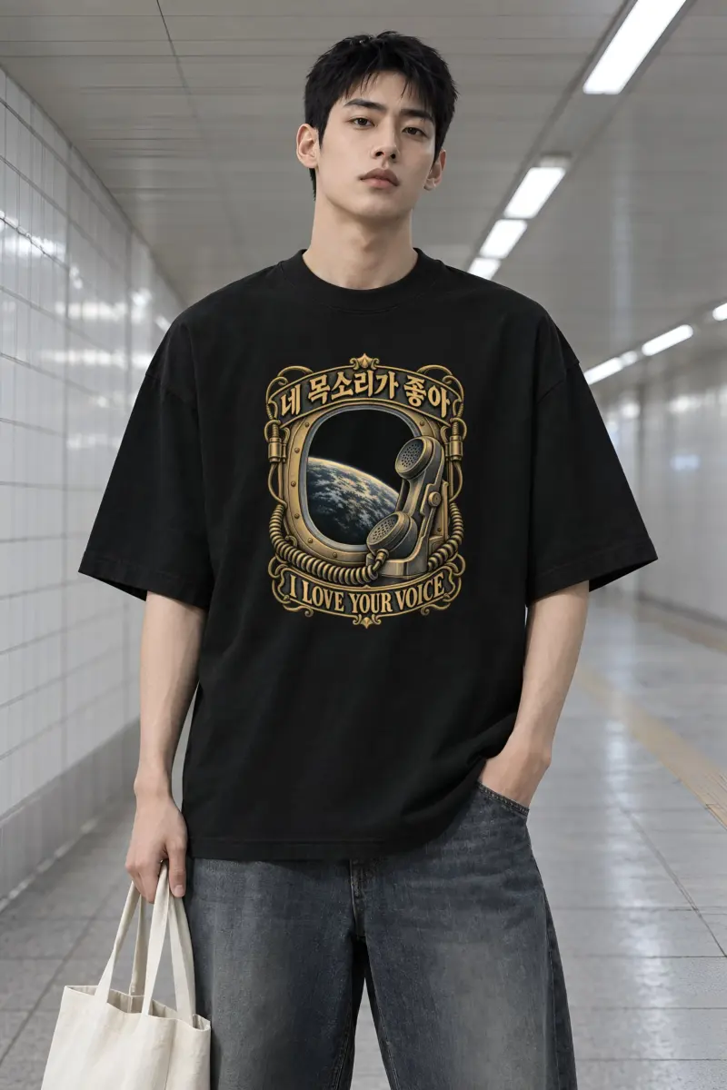“I Love Your Voice” Men’s Oversized Heavyweight Crewneck T-Shirt