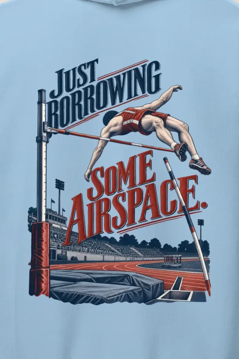 "Just Borrowing Some Airspace" Heavy Blend Unisex Pullover Hoodie - the graphic up close