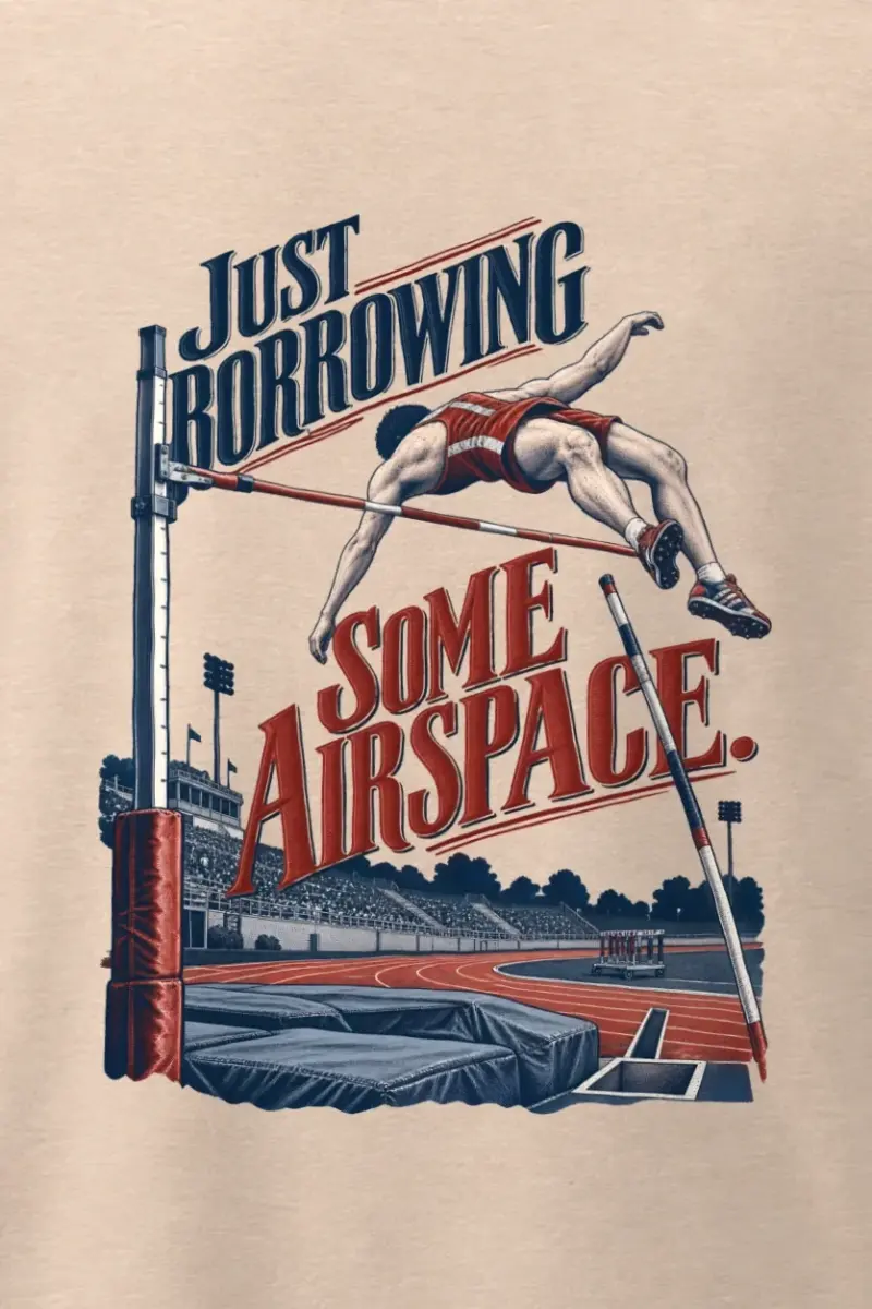 "Just Borrowing Some Airspace" Men’s Oversized Heavyweight Crewneck T-Shirt - the graphic up close