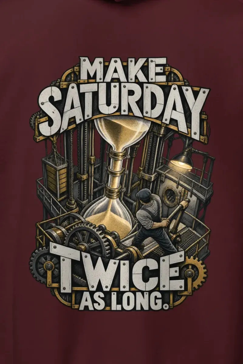 "Make Saturday Twice As Long" Heavy Blend Unisex Pullover Hoodie - the graphic up close