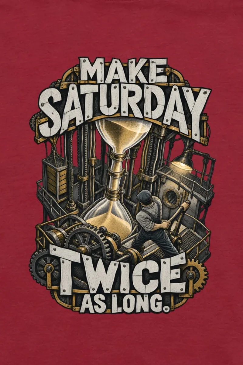 "Make Saturday Twice As Long" Unisex Longsleeve T-shirt - the graphic up close