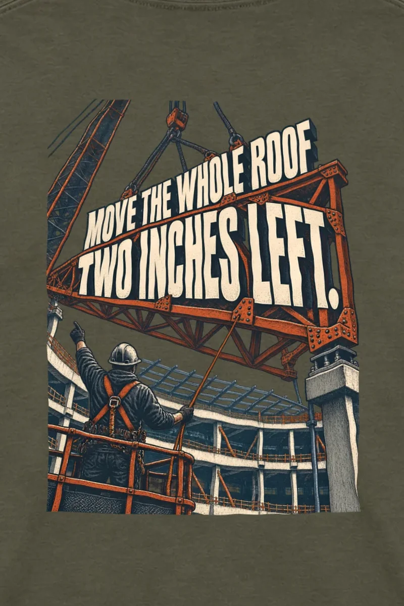 "Move The Whole Roof" Unisex Longsleeve T-shirt - the graphic up close