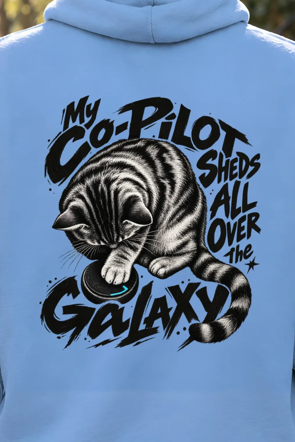 "My Co-Pilot Sheds" Heavy Blend Unisex Pullover Hoodie - the graphic up close