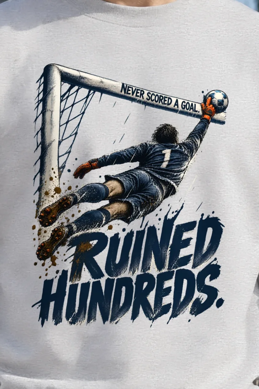 "Never Scored A Goal" Unisex Crewneck Sweatshirt - the graphic up close