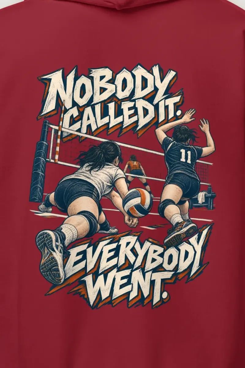 "Nobody Called It, Everybody Went" Heavy Blend Unisex Pullover Hoodie - the graphic up close