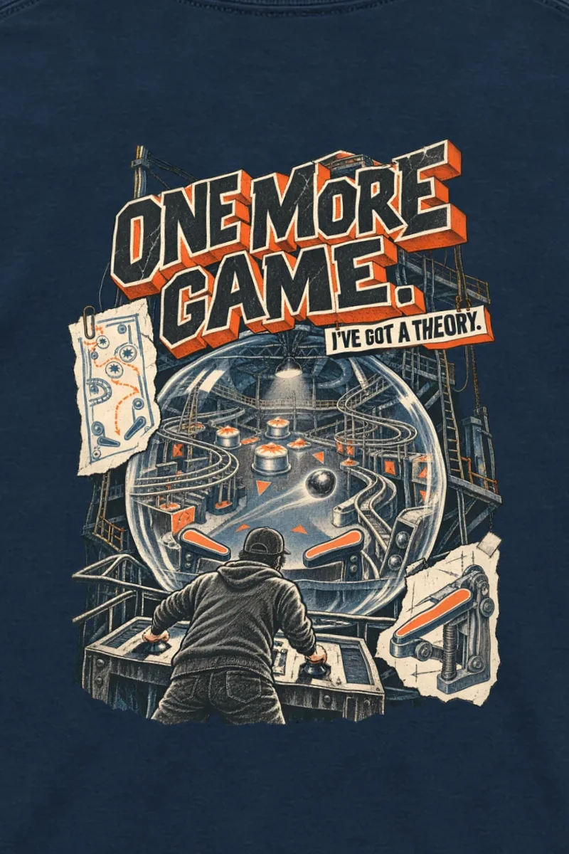 "One More Game" Unisex Longsleeve T-shirt - the graphic up close