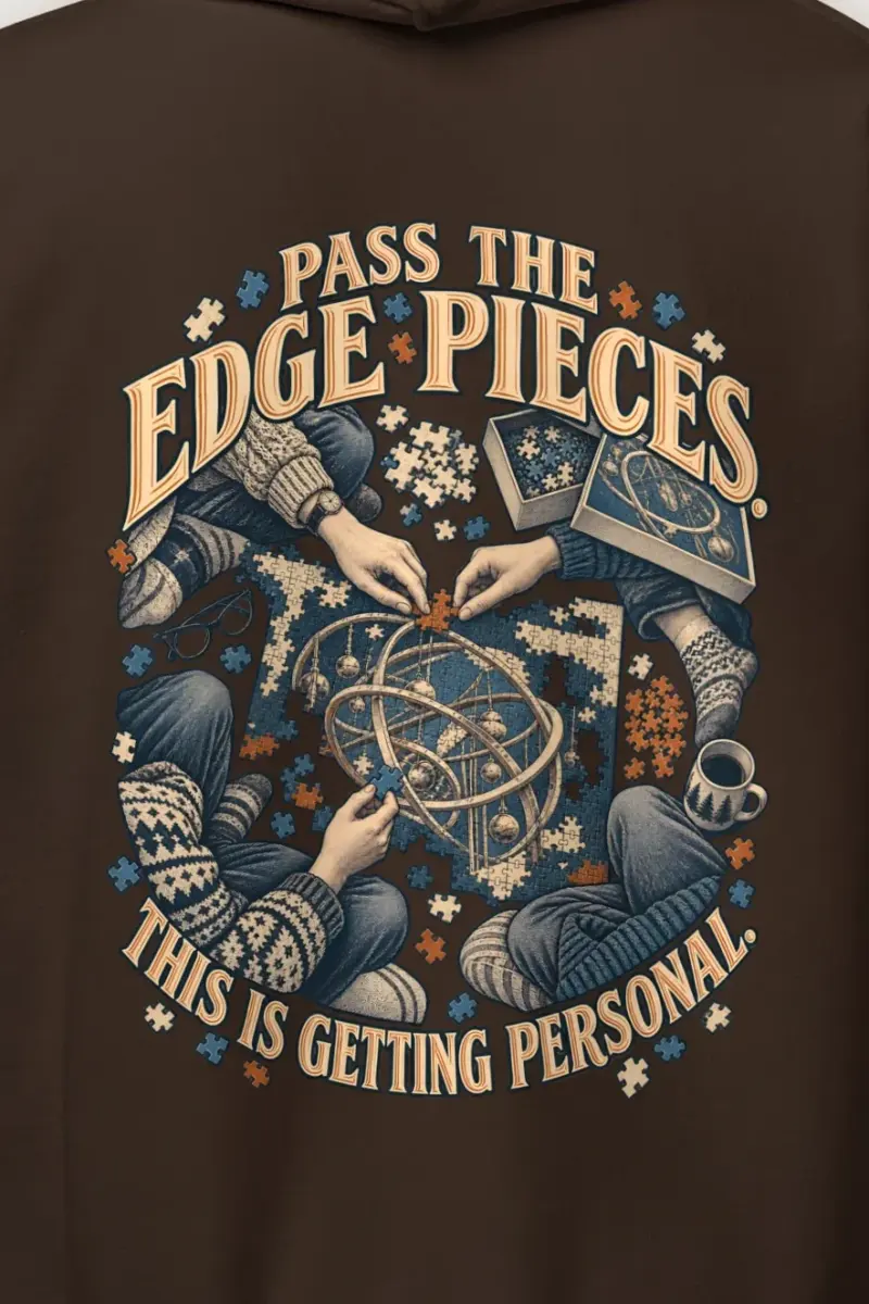 "Pass the Edge Pieces" Heavy Blend Unisex Pullover Hoodie - the graphic up close