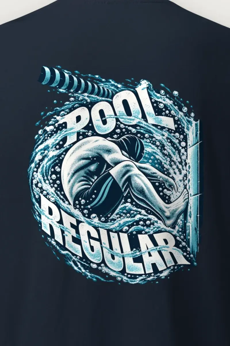 "Pool Regular" Heavyweight Unisex Crewneck T-shirt - the graphic up close