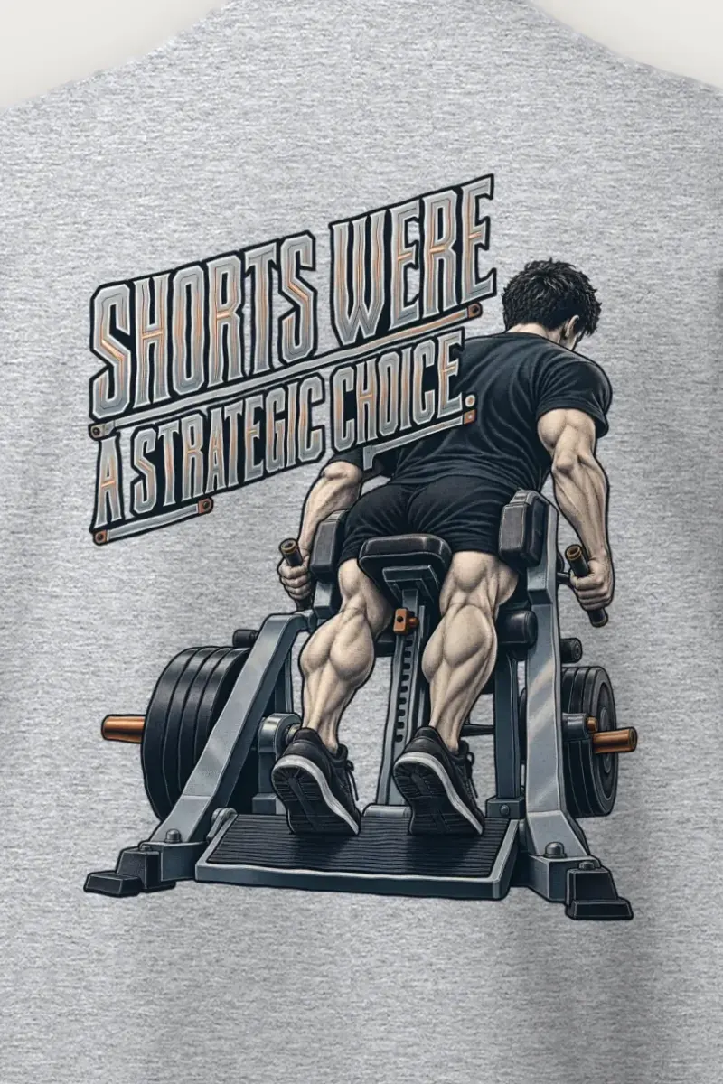 "Shorts Were A Strategic Choice" Heavy Blend Unisex Crewneck Sweatshirt - the graphic up close