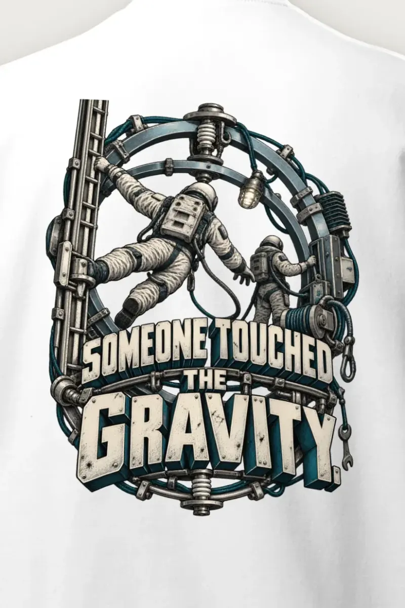 "Someone Touched the Gravity" Heavy Blend Unisex Crewneck Sweatshirt - the graphic up close