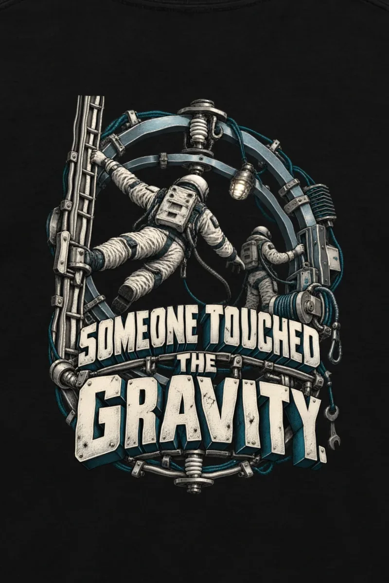 "Someone Touched the Gravity" Unisex Longsleeve T-shirt - the graphic up close