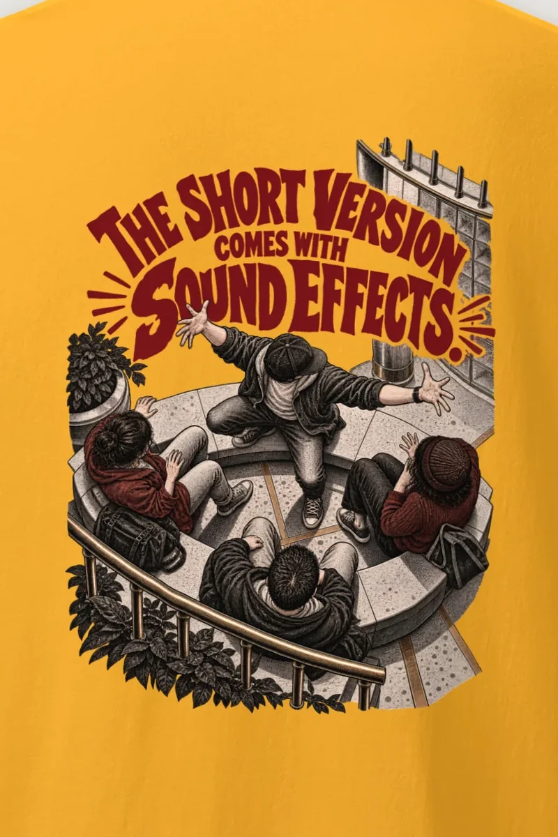"Sound Effects Included" Heavyweight Unisex Crewneck T-shirt - the graphic up close