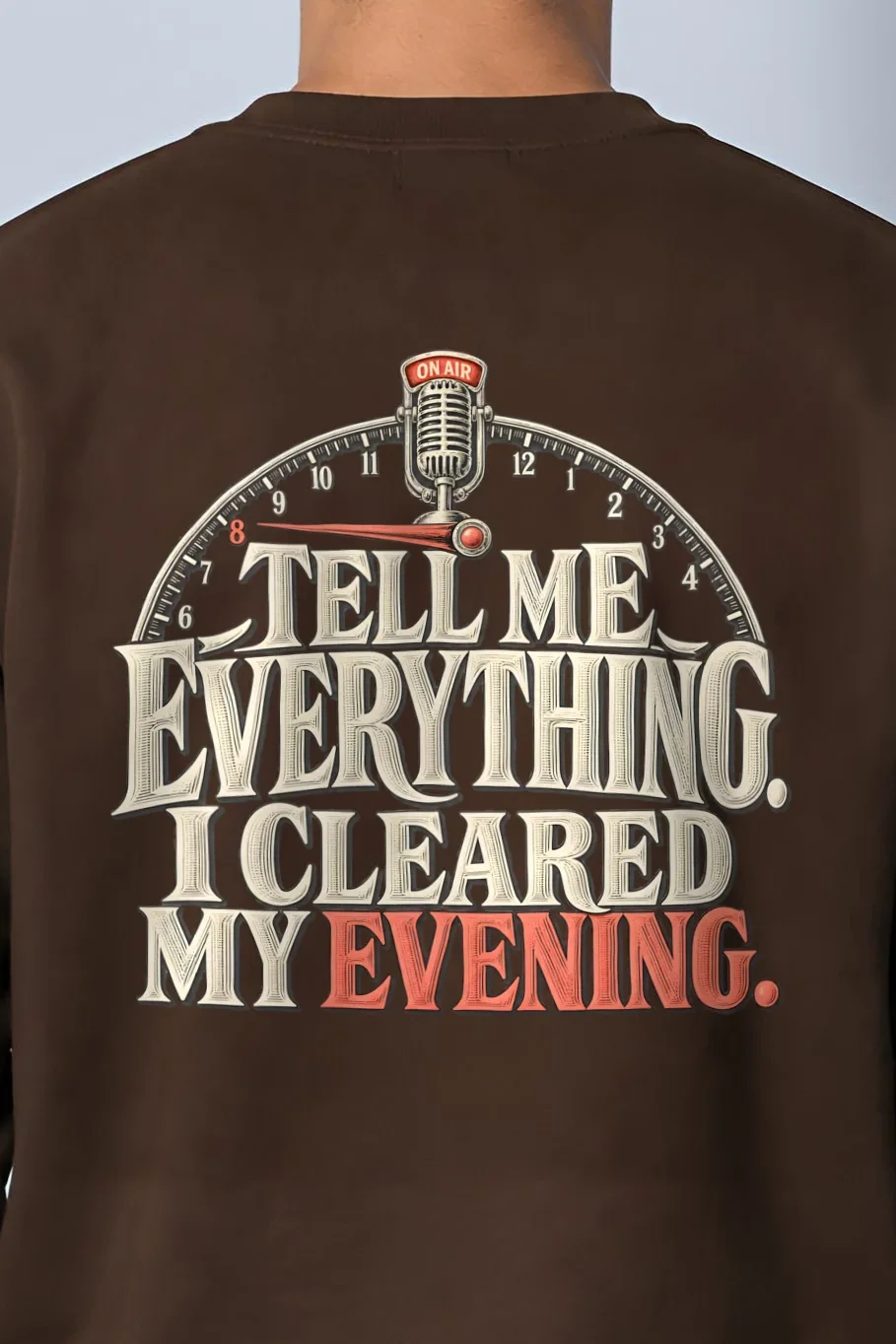 "Tell Me Everything" Heavy Blend Unisex Crewneck Sweatshirt - the graphic up close