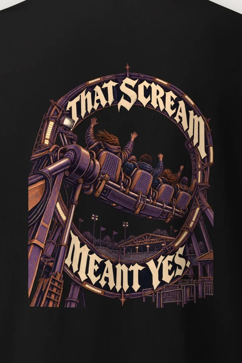 "That Scream Meant Yes" Heavyweight Unisex Crewneck T-shirt - the graphic up close