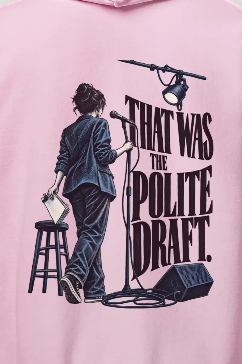 "That Was the Polite Draft" Heavy Blend Unisex Pullover Hoodie - the graphic up close