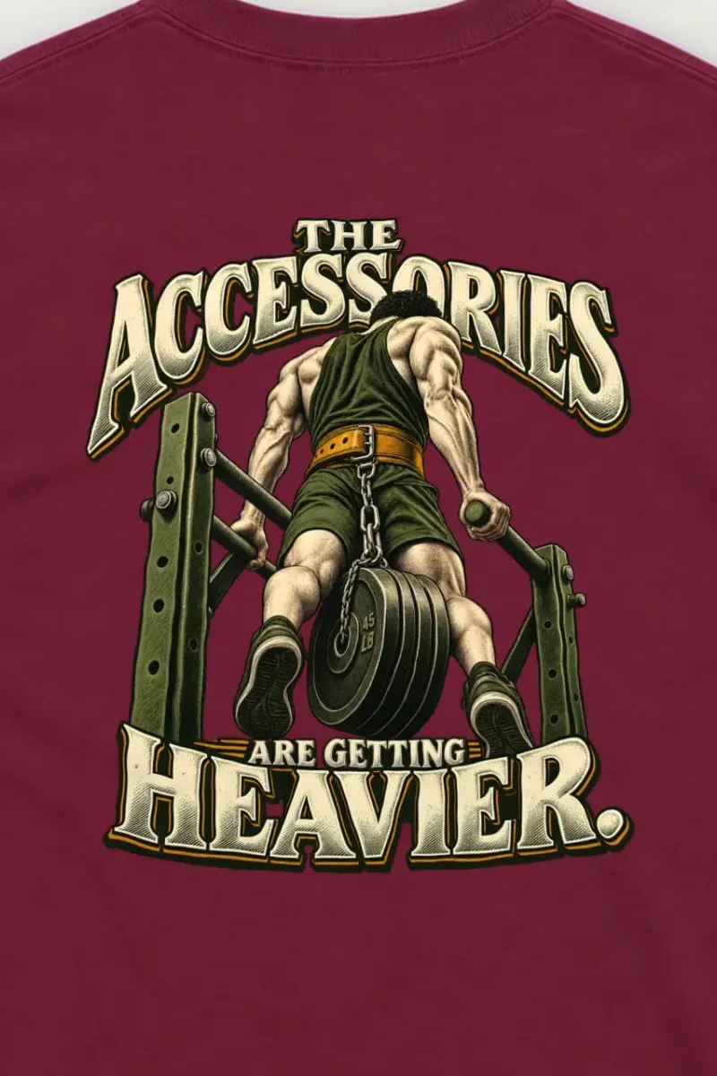 "The Accessories Are Getting Heavier" Unisex Longsleeve T-shirt - the graphic up close