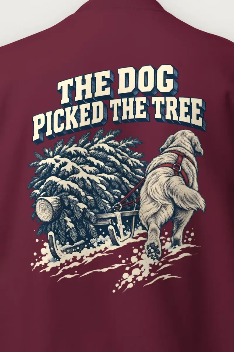 "The Dog Picked the Tree" Heavy Blend Unisex Crewneck Sweatshirt - the graphic up close
