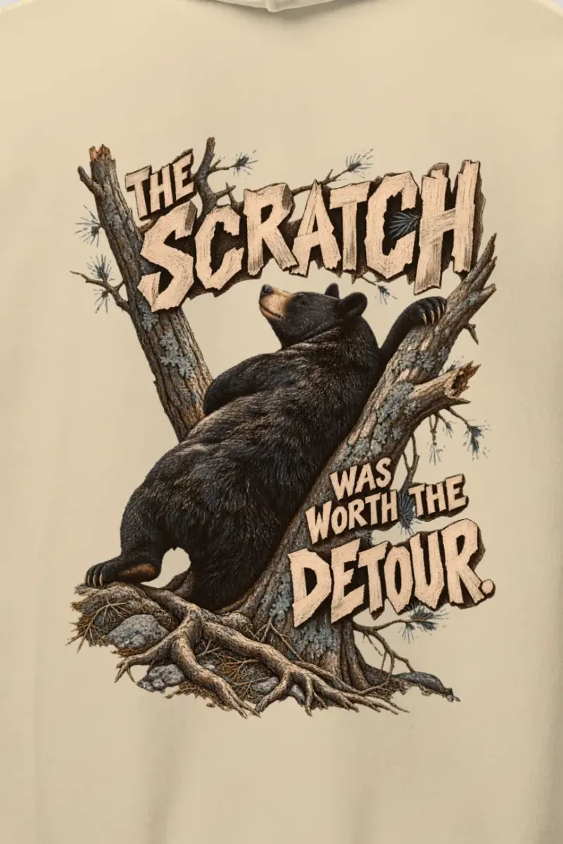 "The Scratch Was Worth the Detour" Heavy Blend Unisex Pullover Hoodie - the graphic up close