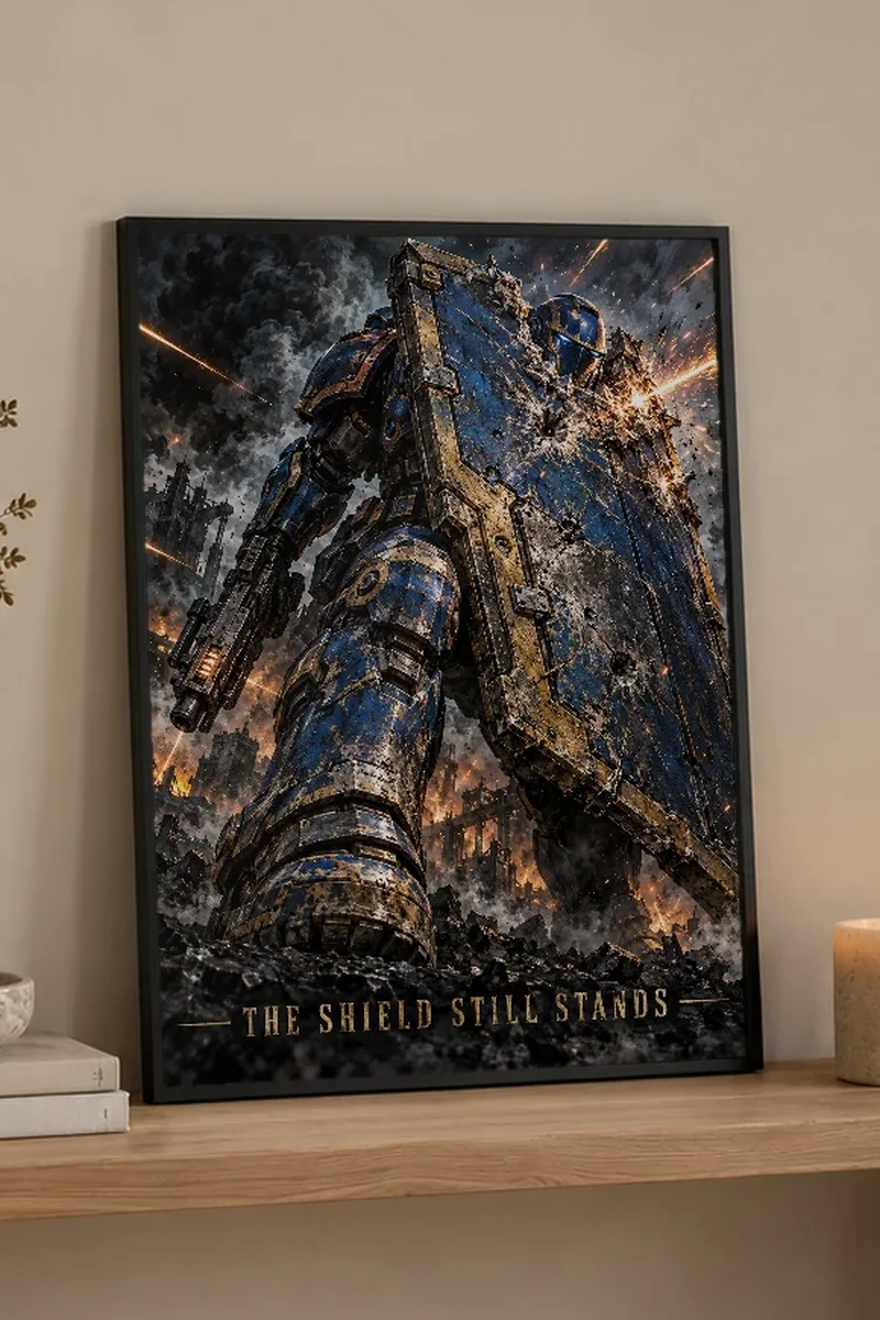 "The Shield Still Stands" Premium Wooden Framed Poster - the graphic up close