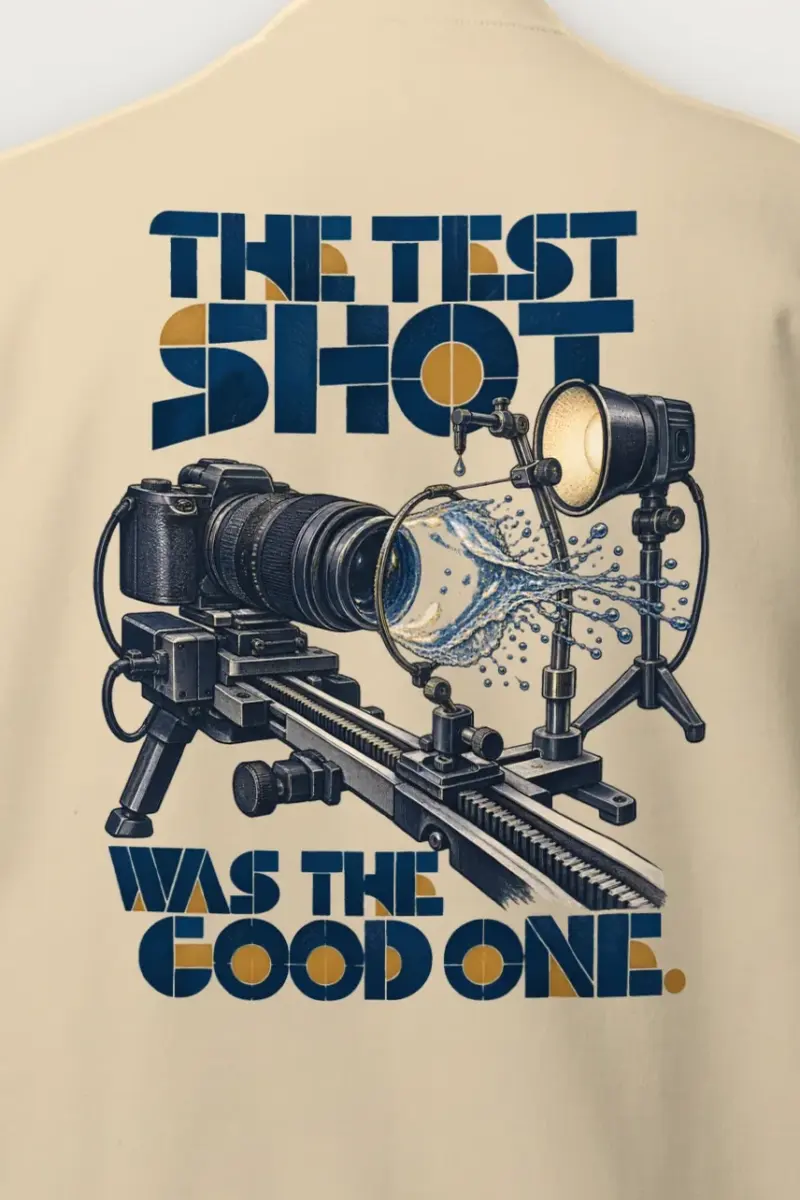 "The Test Shot Was the Good One" Heavy Blend Unisex Crewneck Sweatshirt - the graphic up close