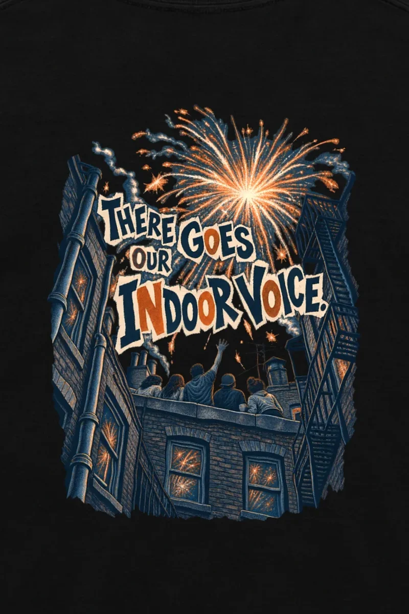 "There Goes Our Indoor Voice" Unisex Longsleeve T-shirt - the graphic up close