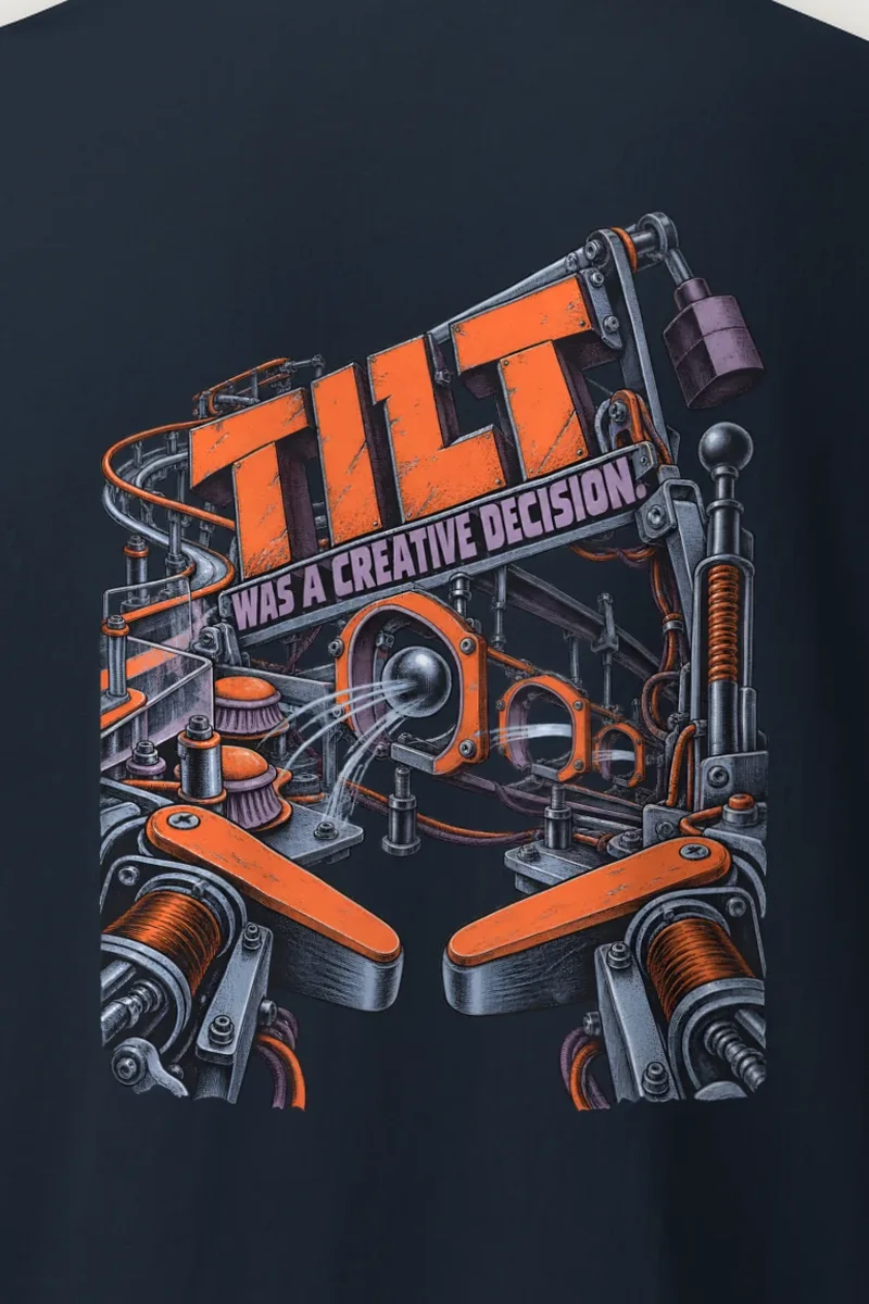 "Tilt Was a Creative Decision" Heavyweight Unisex Crewneck T-shirt - the graphic up close