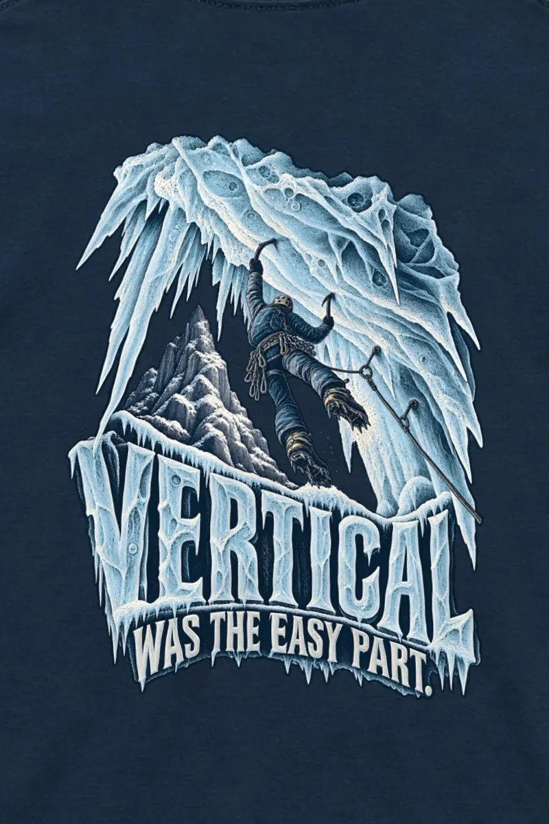 "Vertical Was the Easy Part" Unisex Longsleeve T-shirt - the graphic up close