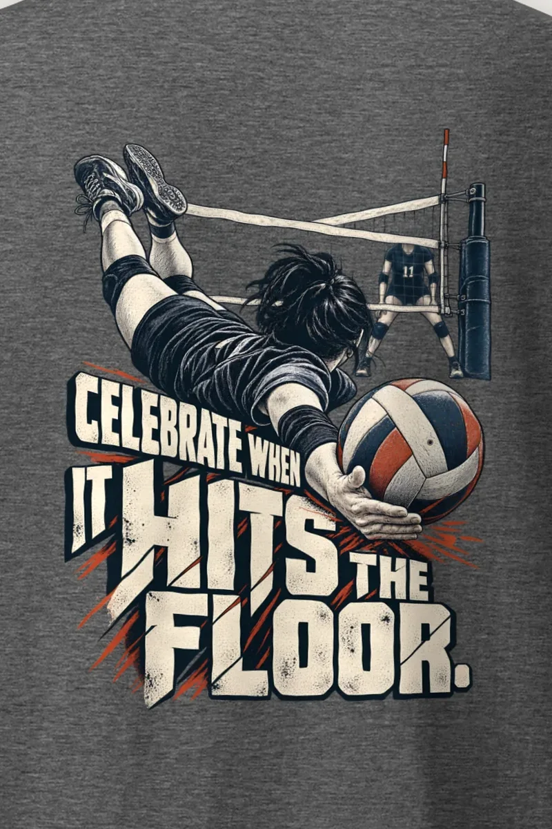 "Volleyball Pancake Dig" Heavyweight Unisex Crewneck T-shirt - the graphic up close