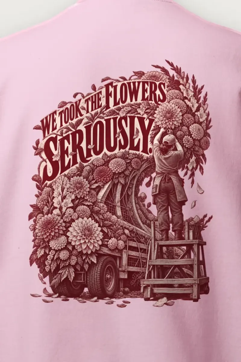 "We Took the Flowers Seriously" Heavy Blend Unisex Crewneck Sweatshirt - the graphic up close