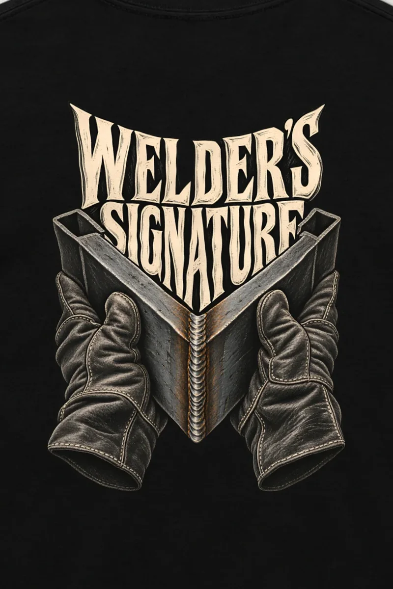 "Welder’s Signature" Unisex Longsleeve T-shirt - the graphic up close