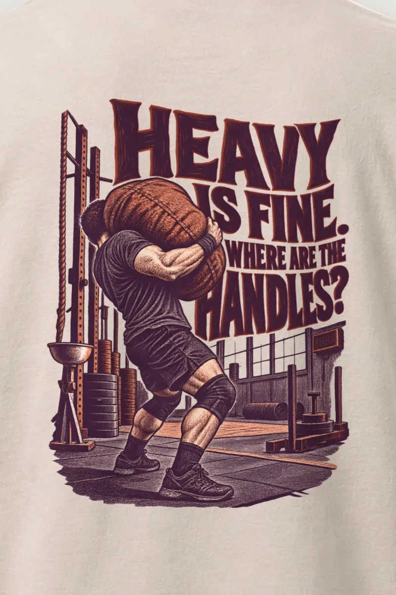 "Where Are the Handles?" Heavyweight Unisex Crewneck T-shirt - the graphic up close